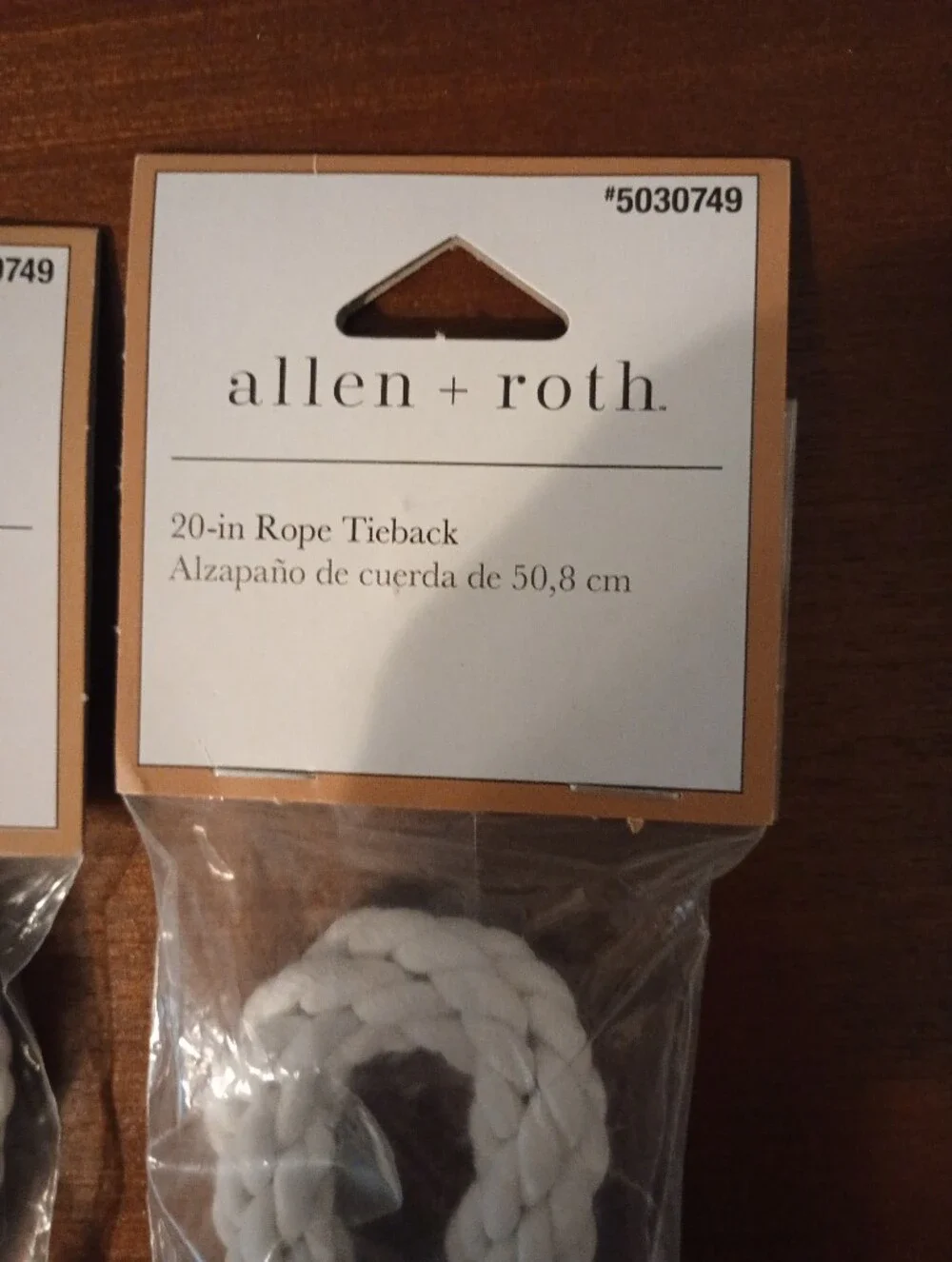 NEW Allen + Roth White Braided Rope Curtain Tiebacks Magnetic Closure- Set of 4